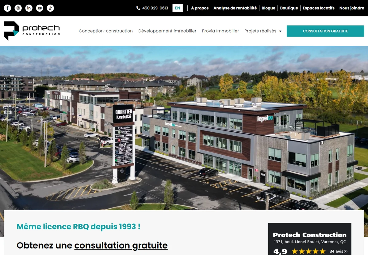 Protech Construction website screenshot